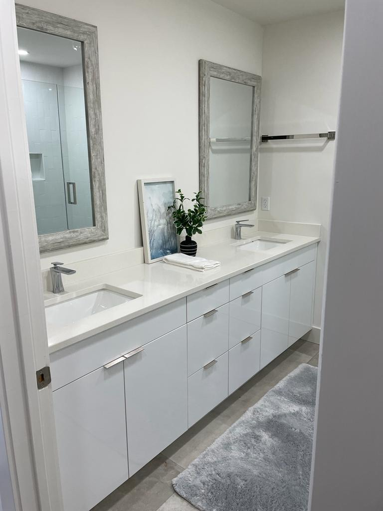 Iced White Bath installation by GA Granite